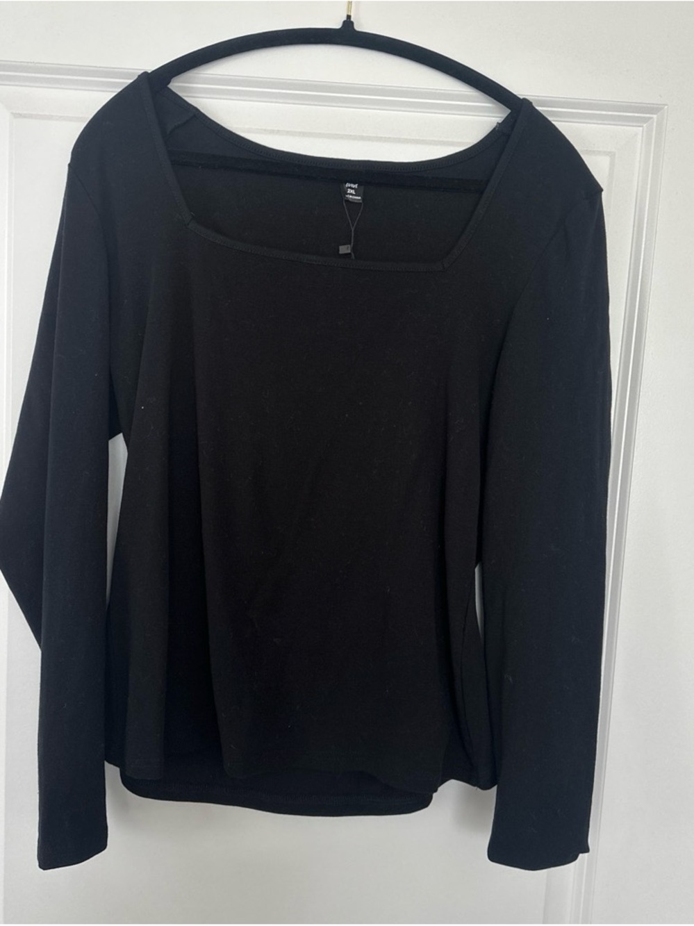 SHEIN Black Square Neck Long Sleeve Top